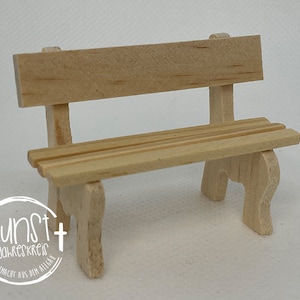 Wichtel Miniatur Holzbank Sitzbank Bank geschwungen handgemacht aus Holz verschiedene Größen