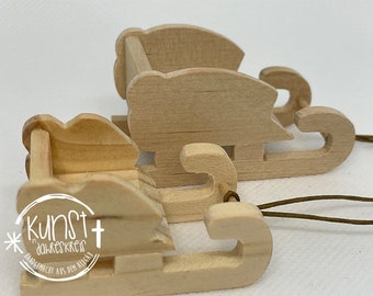 Miniatur Krippenzubehör Schlitten Sitzschlitten handgemacht aus Holz verschiedene Größen