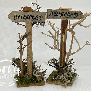 Gnome miniature signpost Bethlehem handmade crib accessories Christmas way