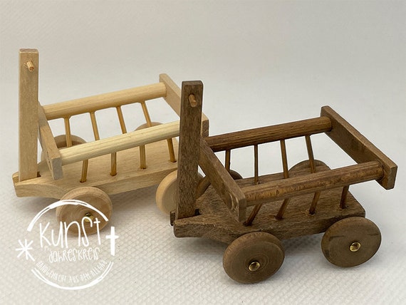Carrello in miniatura con scala, carretto fatto a mano in legno -   Italia