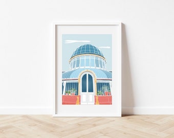 Impression de palmiers, illustration des jardins botaniques de Belfast