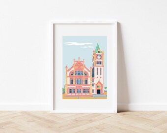 Guildhall Derry/Londonderry Print: Northern Ireland Illustration