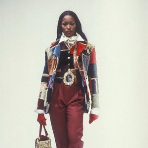 Vintage F/W 1992 Dolce&Gabbana Velvet Patchwork Blazer Runway Fran Fine Style