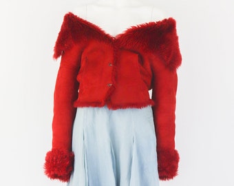 Vintage Plein Sud Faycal Amor Red Shearling Jacket / XS