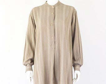 Chemisier à rayures beige Giorgio Armani vintage des années 1990 / M