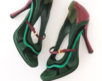 Vintage Prada SS 2008 Fairy Collection Wave Leather Heels Sandals Sz 36.5 / US 6.5 / UK 3.5