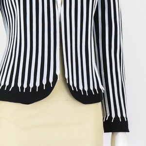 Vintage 1990s Moschino Cheap&Chic Shoelaces Striped Blazer Black White IT40 XS-S
