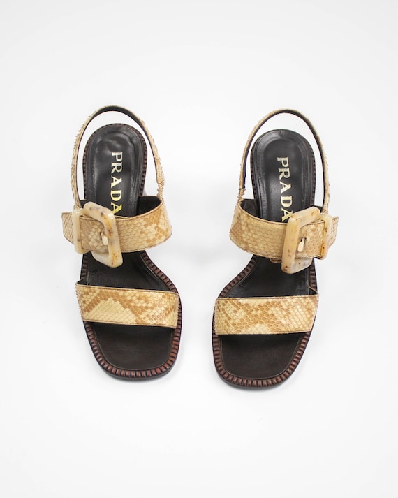 Prada S/S 1996 Python Leather Block Heel Sandals … - image 2