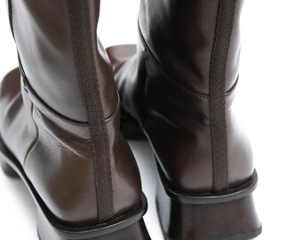 Vintage Prada S/S 1999 Brown Leather Split Sole Boots / 37.5 (US