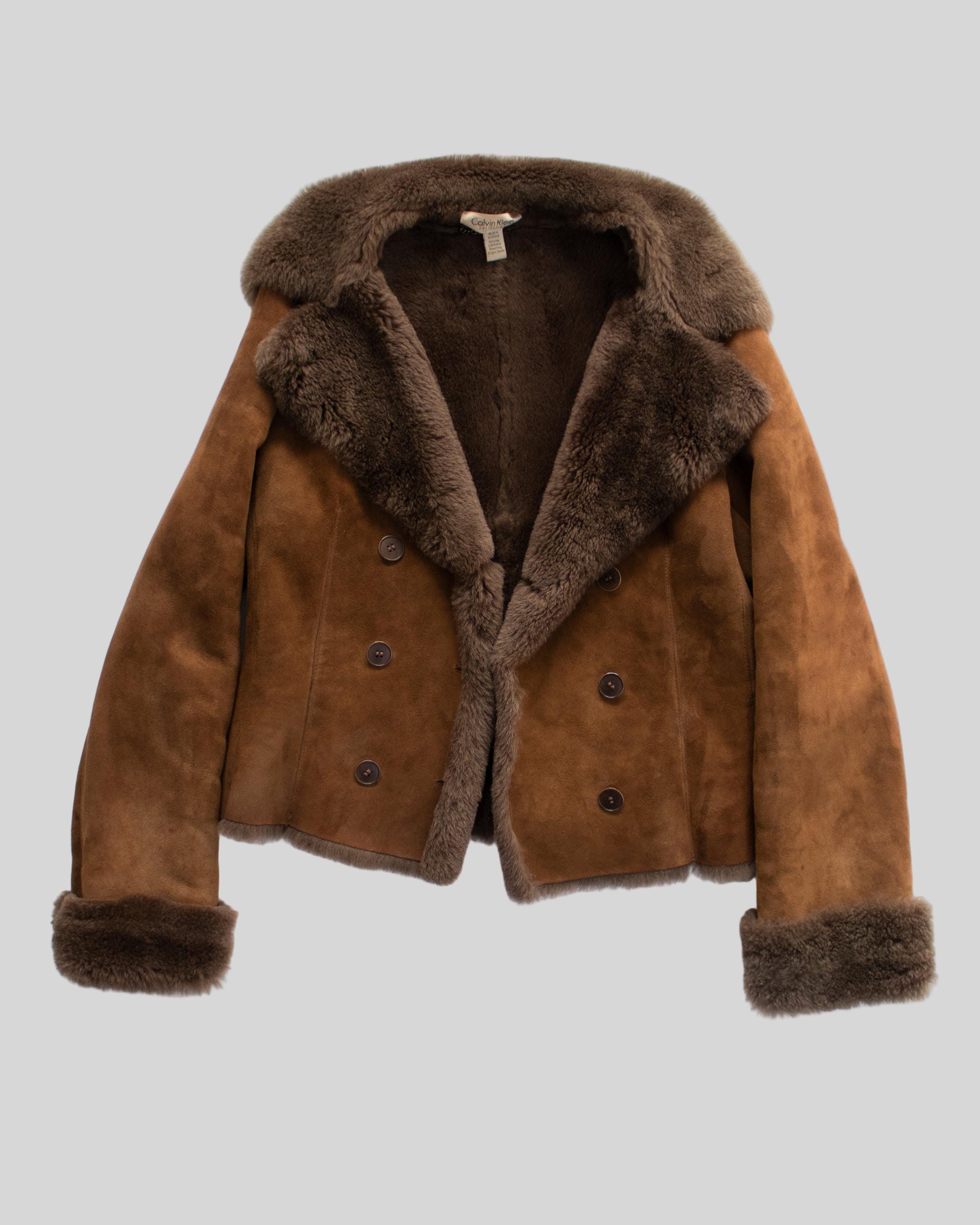 Vintage F/W 1994 Calvin Klein Collection Brown Lambskin Shearling 