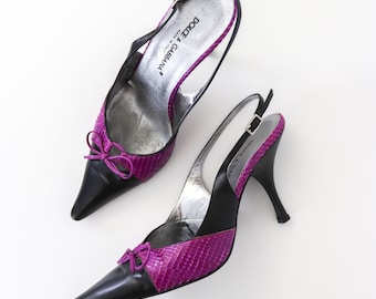 Vintage F/W 1999 Dolce&Gabbana Python Leather Slingback Heels / 37