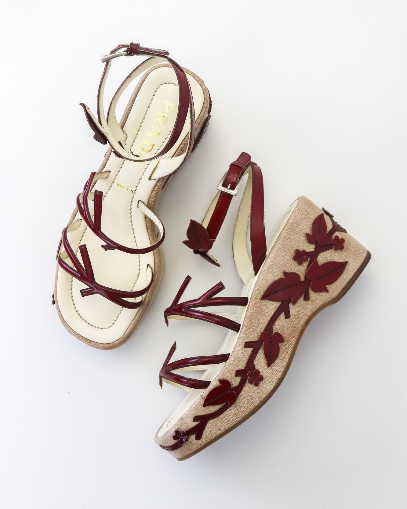 Vintage S/S 1997 Prada Red Floral Vine Leaf Applique Runway Vintage S/S 1997 Prada Red Floral Vine Leaf Applique Runway
