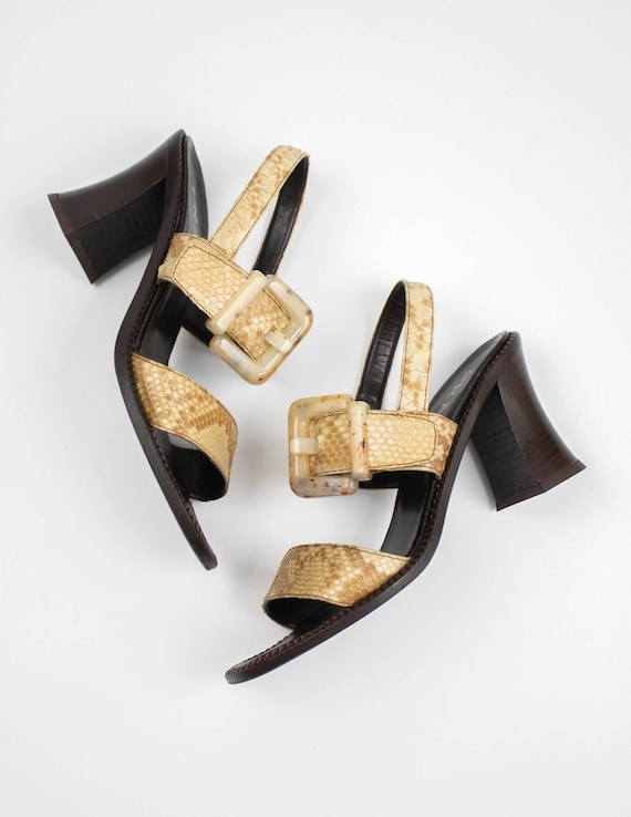 Prada S/S 1996 Python Leather Block Heel Sandals … - image 5