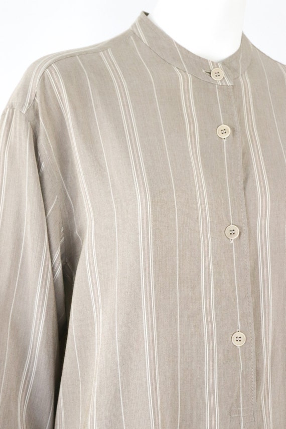 Vintage 90s Giorgio Armani Beige Striped Oversize… - image 5