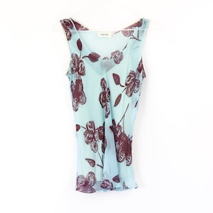 Vintage 1990s Calvin Klein Collection Floral Silk Top Slip 90s Minimalist