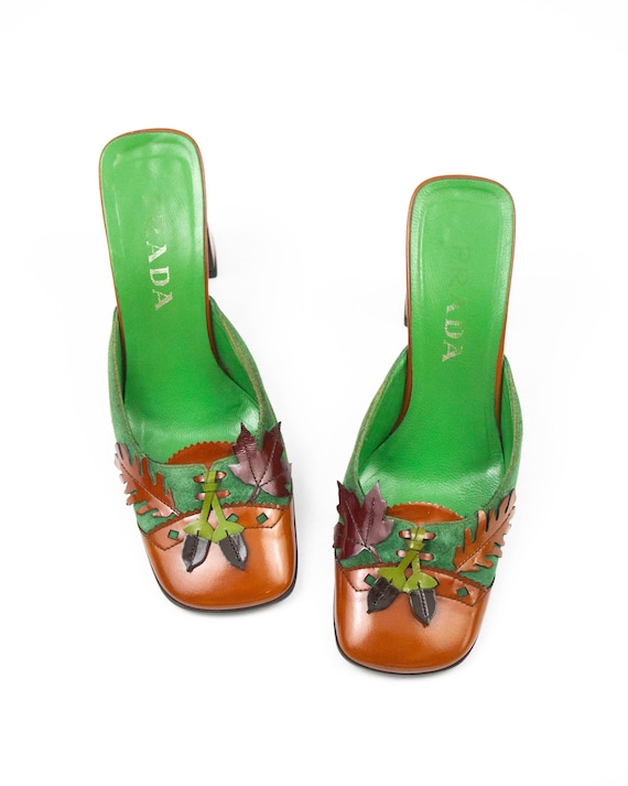 Prada, Vintage F/W 1999 Prada Acorn and Oak Leaf Applique Mules / 36 (US 6)