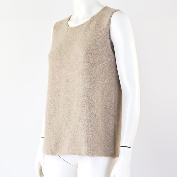 Loro Piana, Vintage Loro Piana Thick Cashmere Beige Tank Top / M-L