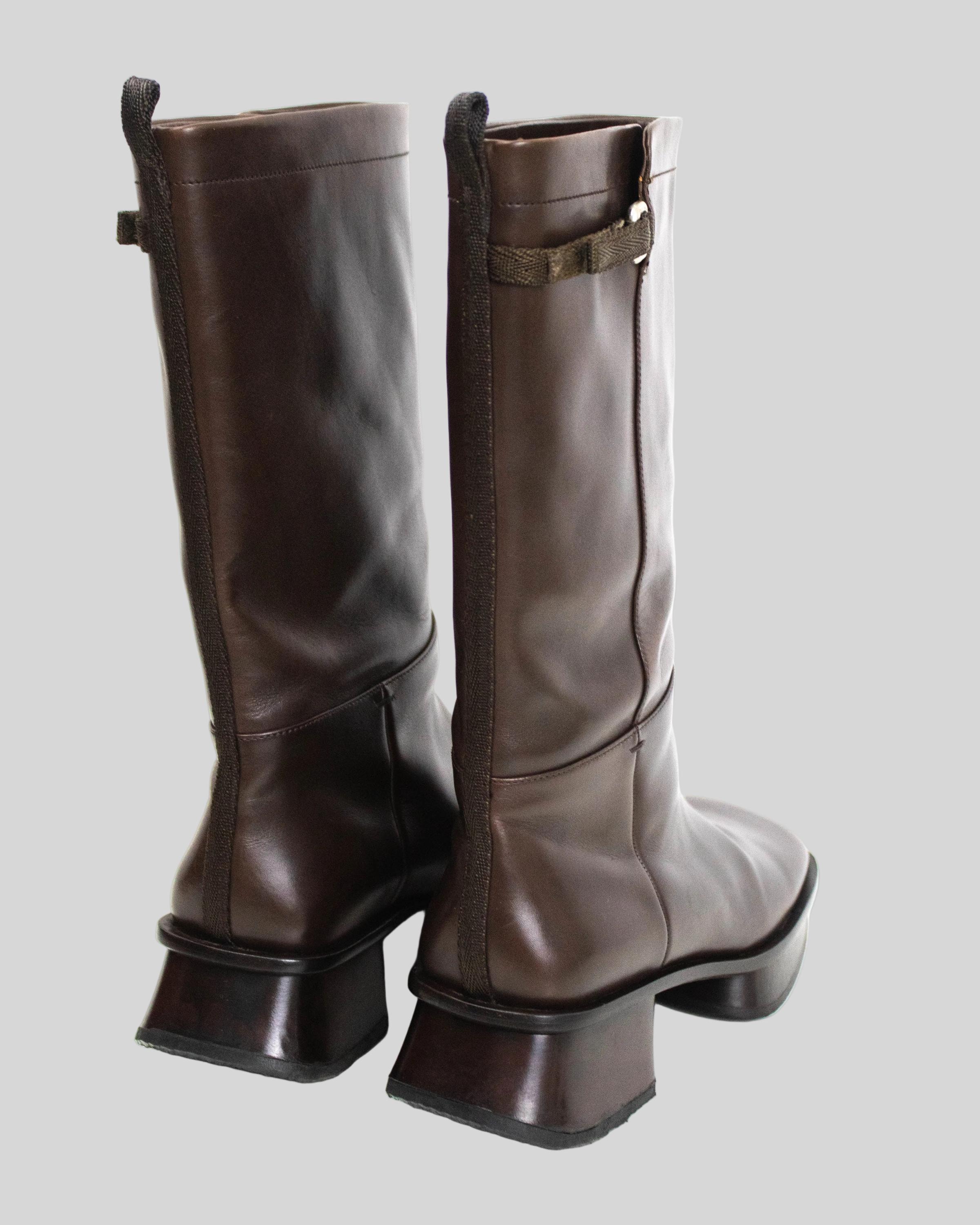 Vintage Prada S/S 1999 Brown Leather Split Sole Boots / 37.5 (US
