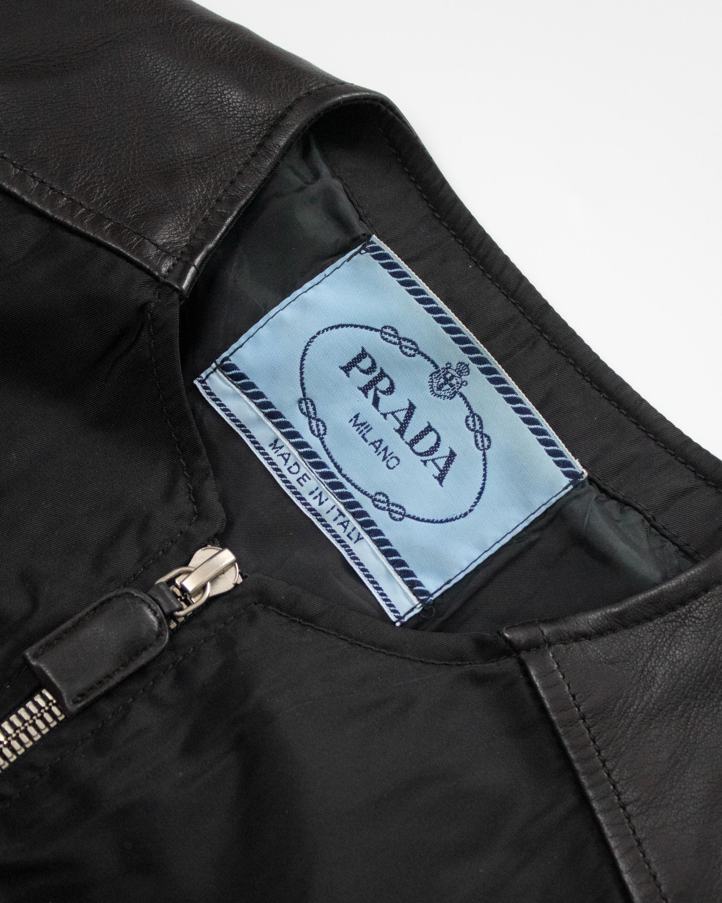 Vintage F/W 1994 Prada Leather Nylon Runway Cropped Belted Vest