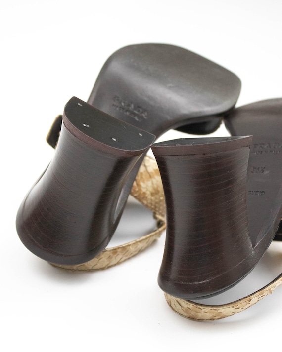 Prada S/S 1996 Python Leather Block Heel Sandals … - image 9