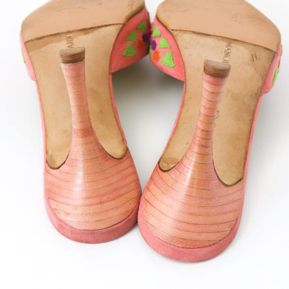 Vintage Manolo Blahnik Suede Floral Patchwork Pointed Toe