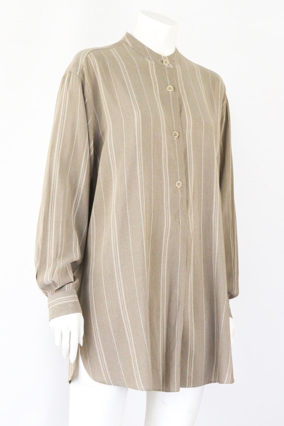 Vintage 90s Giorgio Armani Beige Striped Oversize… - image 9