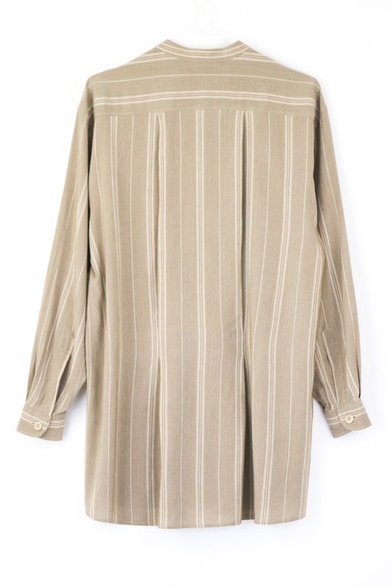 Vintage 90s Giorgio Armani Beige Striped Oversize… - image 10