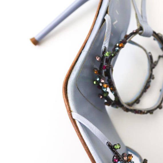 Vintage Vicini Giuseppe Zanotti Baby Blue Square Toe Crystal