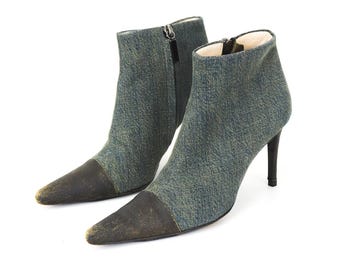 Chanel-runwayboots van noodlijdend denim leer (H/W 2000) / 37 (VS 7)
