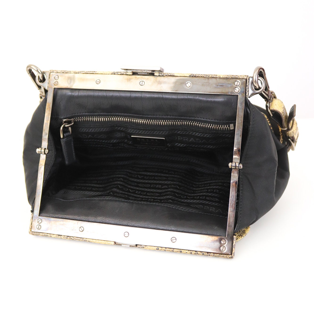Vintage 1990s 2000s PRADA Milano Nylon Leather Lizard