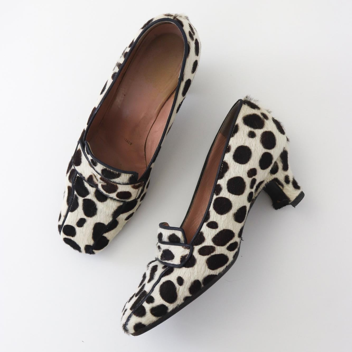 Vintage F/W 1995 Prada Dalmatian Spots Pony Hair Loafers Heels Aso