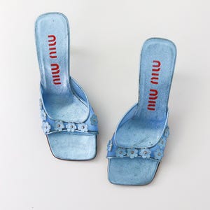 Vintage 1999 Miu Miu Prada Mesh Mules Flower Detail / 35 (US 5)