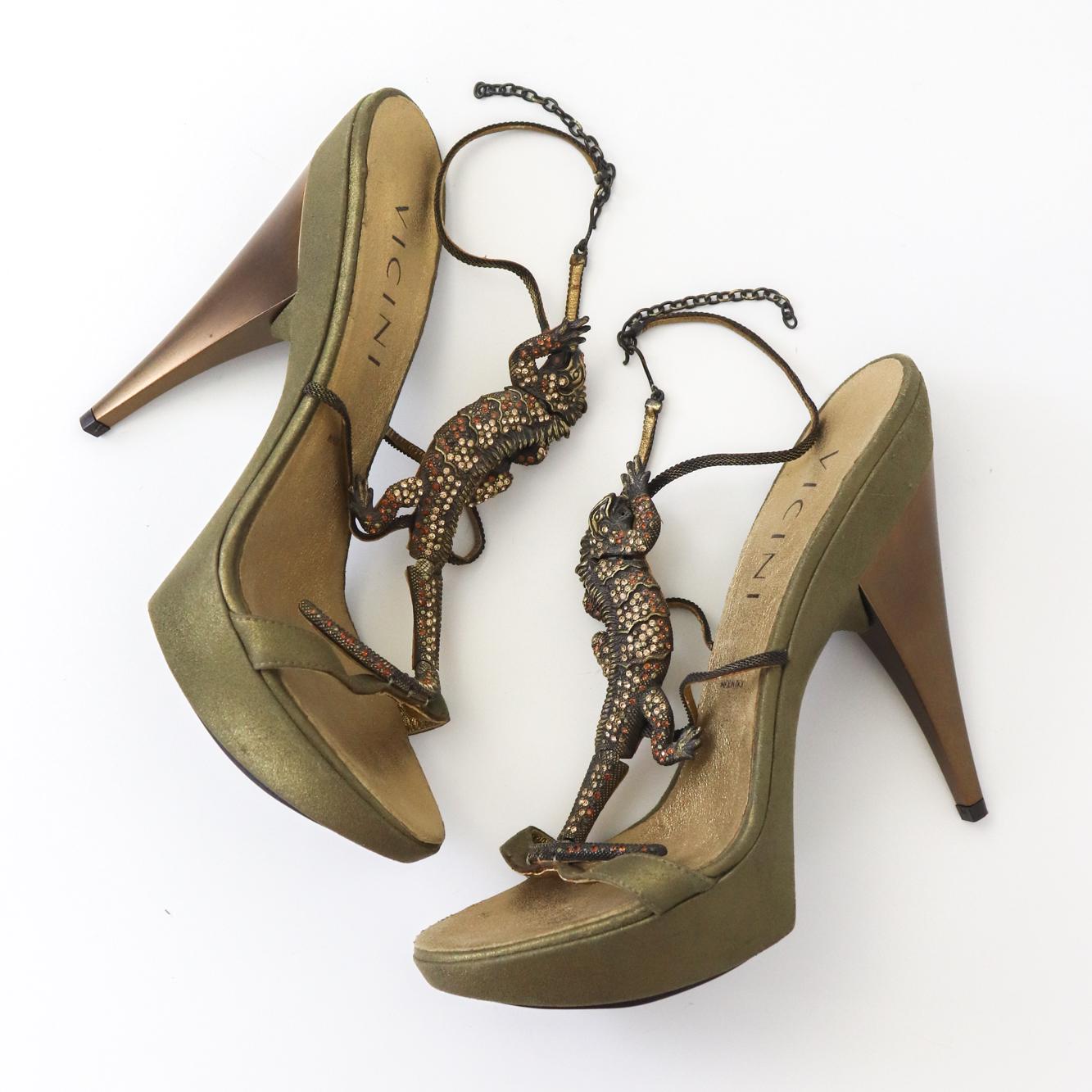 Vintage Vicini Giuseppe Zanotti希少品 Vintage Vicini Giuseppe Zanotti Crystal Embellished Lizard