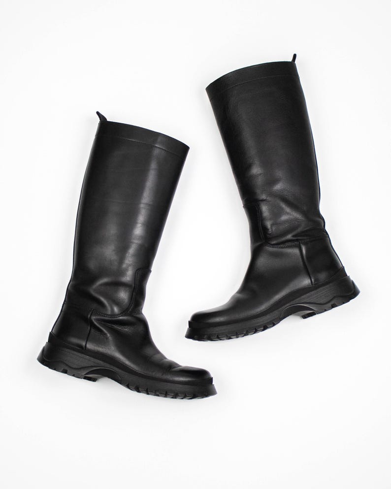 Vintage Prada 2004 Black Lug Sole Boots Bella Hadid / 36.5 (US 6.5) image 2