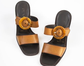 Mules Prada 'Ugly Chic' de tacón ancho, colección primavera/verano 1996 / 38 (talla estadounidense 8)