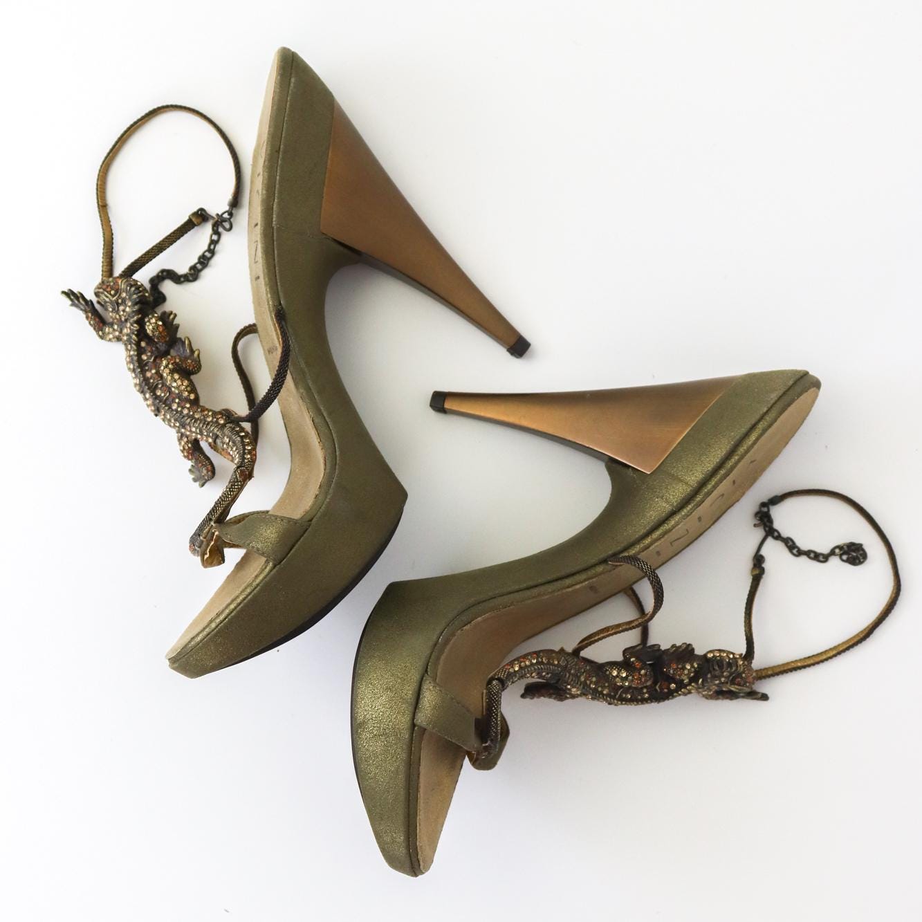 Vintage Vicini Giuseppe Zanotti希少品 Vintage Vicini Giuseppe Zanotti Crystal Embellished Lizard