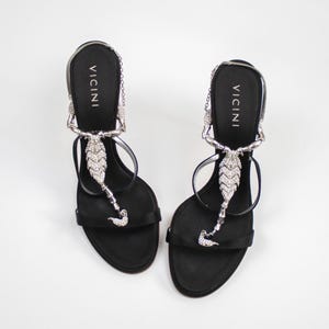 Vintage Vicini Giuseppe Zanotti Black Satin Scorpion Sandals / 41
