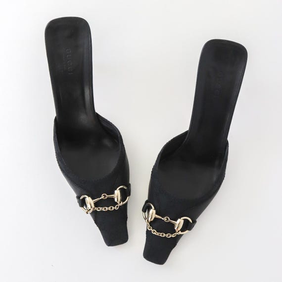 Vintage Gucci by Tom Ford Black GG Logo Monogram Mules