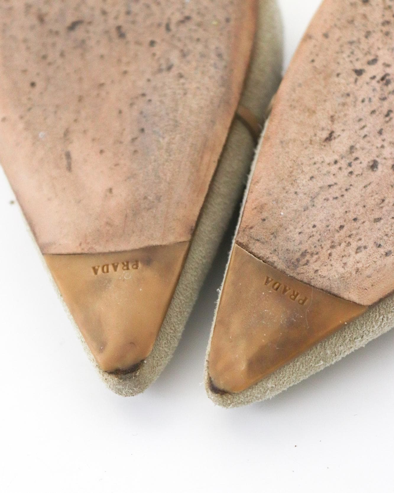 Vintage Prada Iconic Beige Suede Eyelet Bow Mule Heels / 37 (US 7