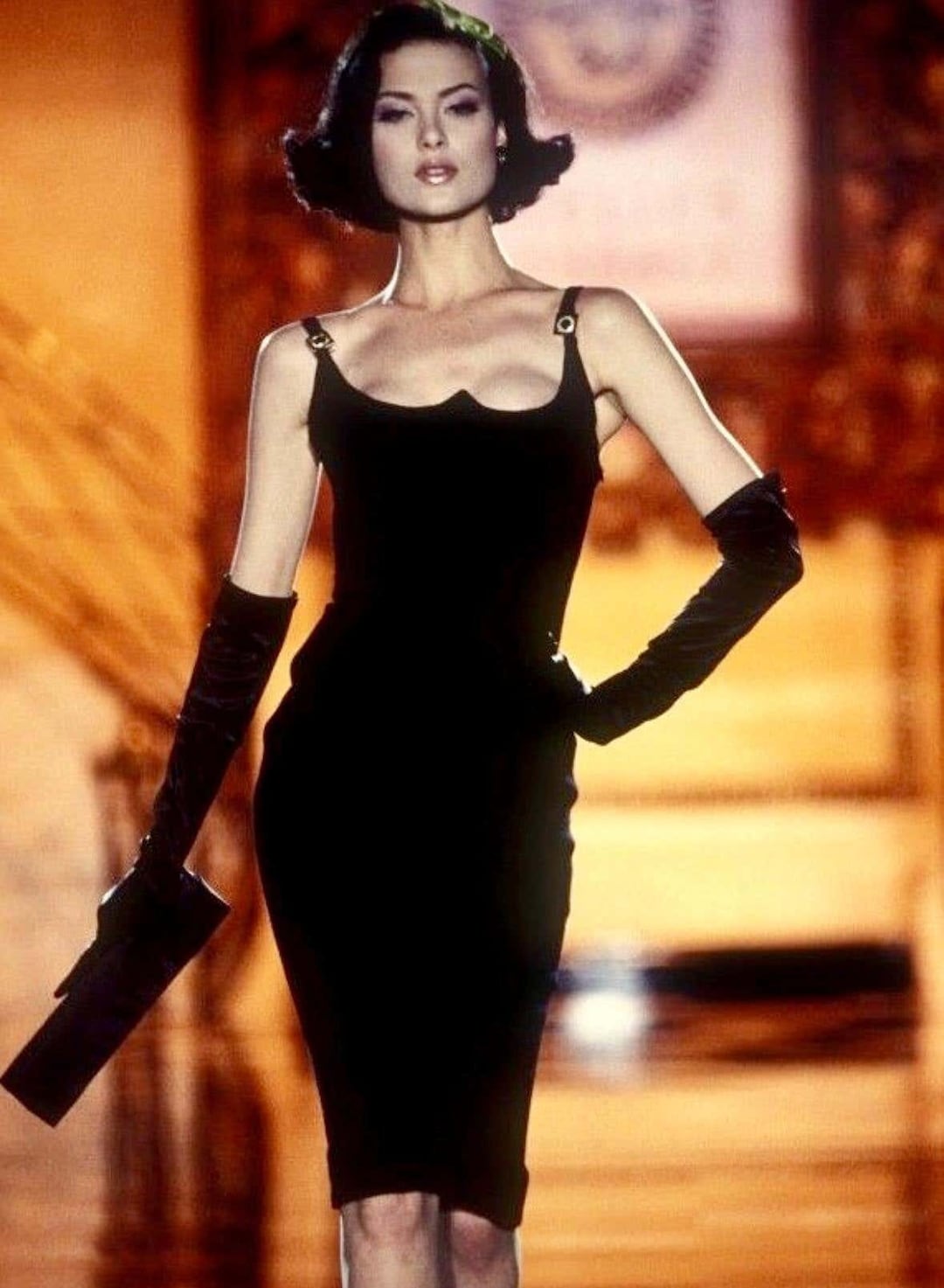 Vintage 1995 Versace Jeans Couture Scalloped Neckline Dress