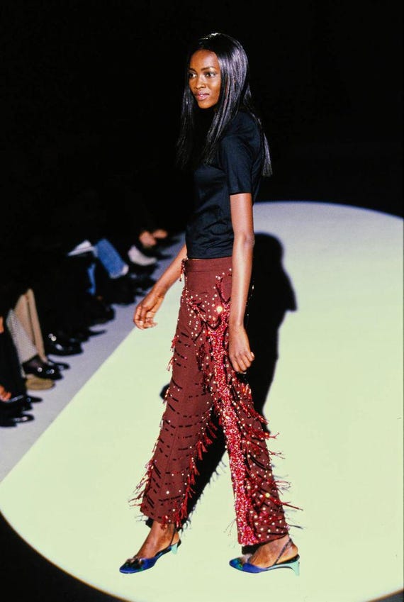 Vintage S/S 1999 Gucci Tom Ford Runway Satin Peacock Feather