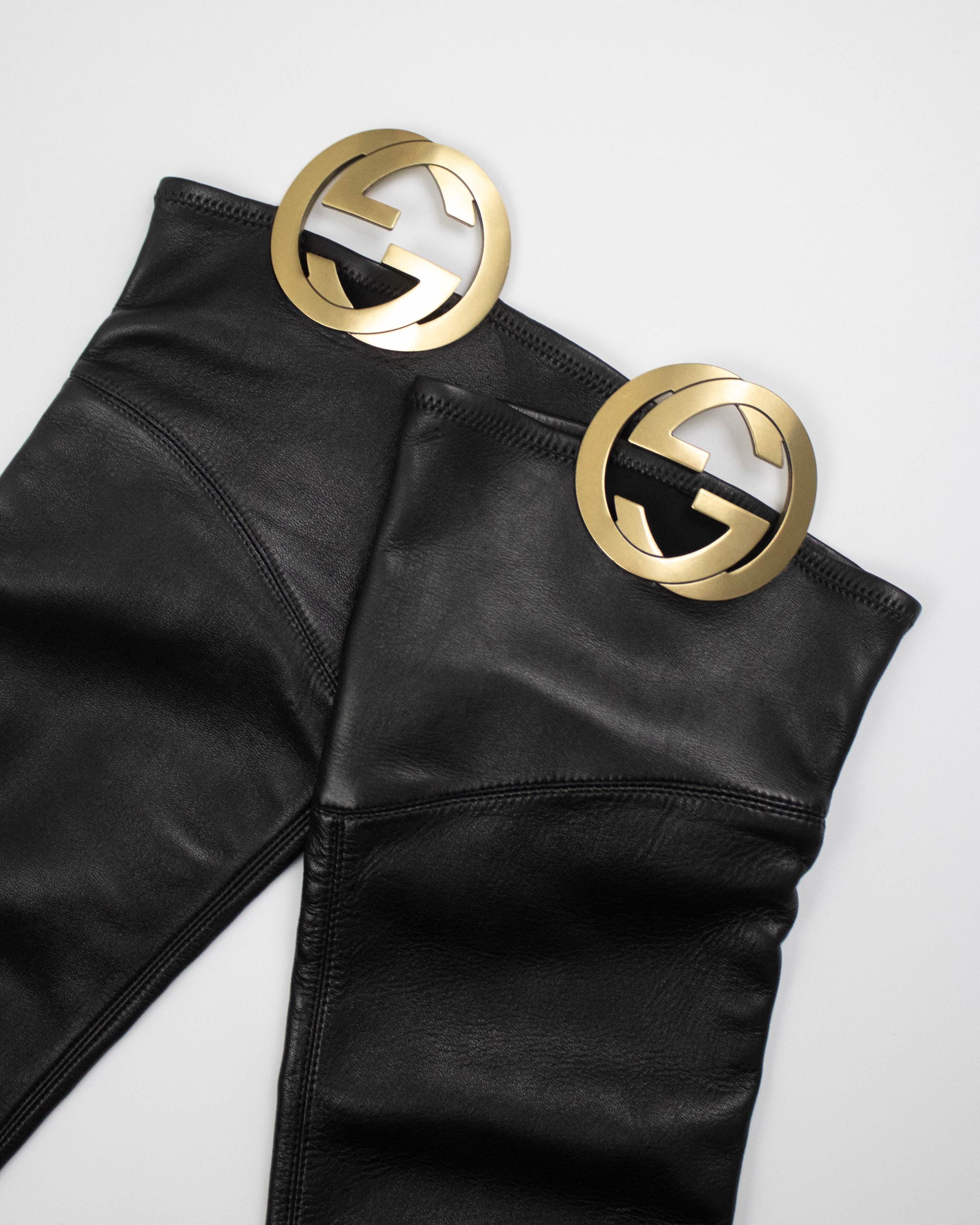 Vintage F/W 2003 Gucci by Tom Ford Black Thigh High Boots G Logo 