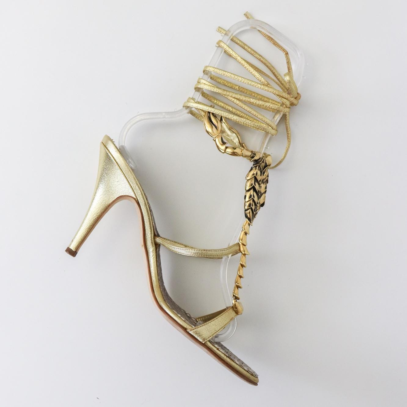 Vintage Vicini Giuseppe Zanotti希少品 Vintage Vicini Giuseppe Zanotti Gold Scoprion Python Leather