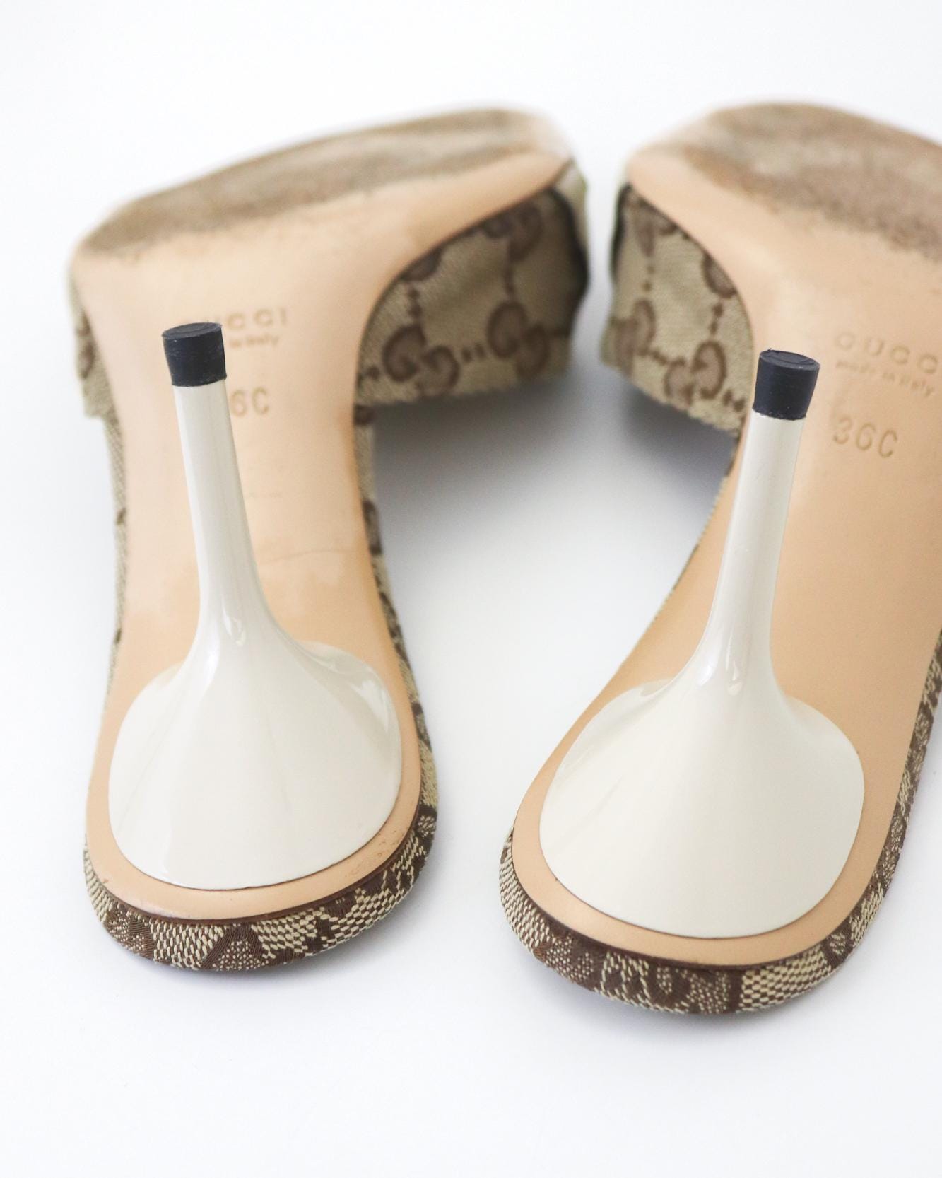 Vintage 2000s Gucci GG Monogram Canvas Mule Heels Horsebit