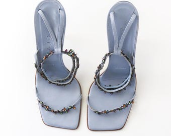 Vintage Vicini Giuseppe Zanotti Baby Blue Bejeweled Heels / 38.5
