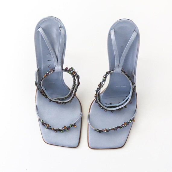 Vintage Vicini Giuseppe Zanotti Baby Blue Square Toe Crystal