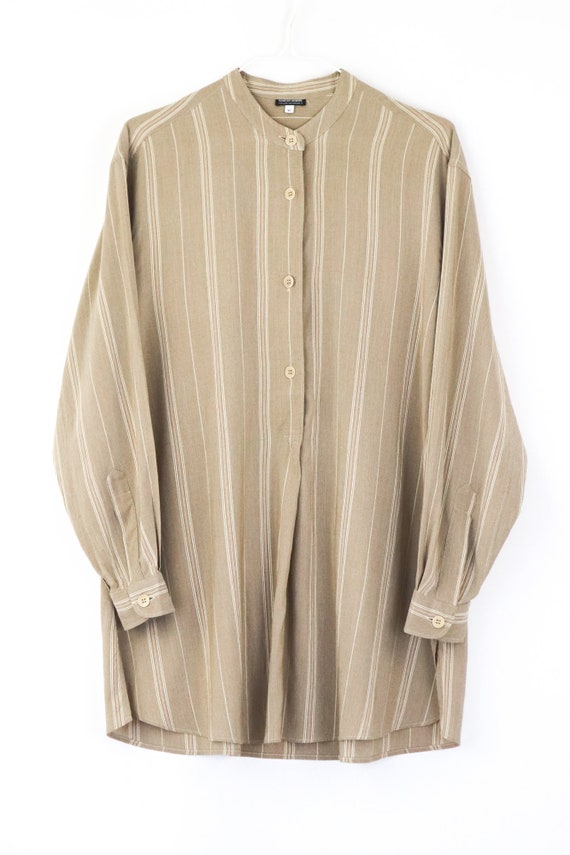 Vintage 90s Giorgio Armani Beige Striped Oversize… - image 2