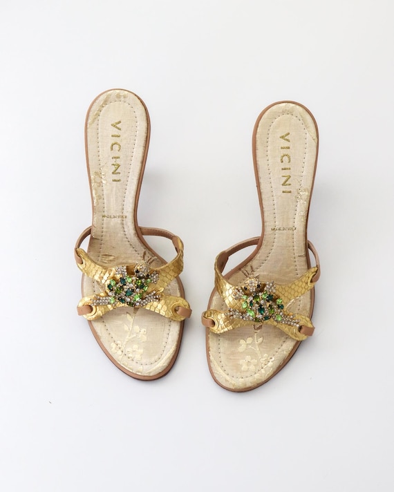 Vintage Vicini Giuseppe Zanotti Bejeweled Turtle Mule Heels / 35