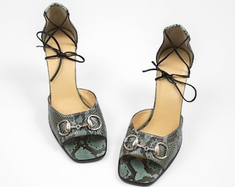 Vintage S/S 2008 Miu Miu Prada Snakeskin Leather Ladybug Mules
