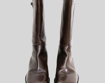 Vintage Prada S/S 1999 Brown Leather Split Sole Boots / 37.5 (US